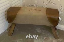Leather & Canvas Bench Pommel Horse Dining Seat Dressing Table Hallway Bathroom