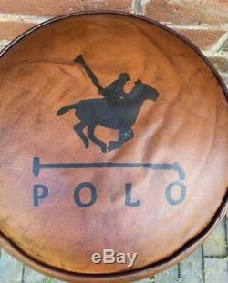 Leather & Canvas Stool Polo Horse 42cm High x 36cm Wide Vintage Style