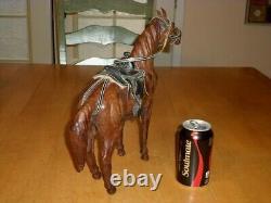 Leather Clad Horse Toy & Saddle, Handcrafted, 12.5 Tall, Vintage