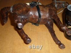 Leather Clad Horse Toy & Saddle, Handcrafted, 12.5 Tall, Vintage