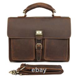 Leather Handbag Vintage Crazy Horse Leather Men's Briefcase