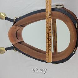 Leather Horse Collar Yoke Mirror Black Brown Brass 22 Western Rustic Decor Vtg
