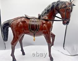 Leather Wrapped Horse Figure Statue Equestrian Sculpture Western Vtg 11 1/2