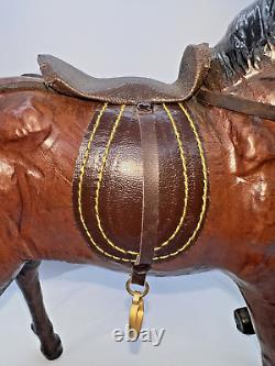 Leather Wrapped Horse Figure Statue Equestrian Sculpture Western Vtg 11 1/2