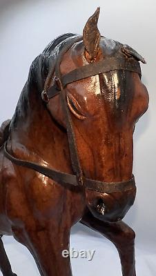 Leather Wrapped Horse Figure Statue Equestrian Sculpture Western Vtg 11 1/2