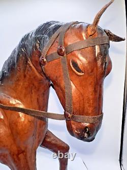 Leather Wrapped Horse Figure Statue Equestrian Sculpture Western Vtg 11 1/2