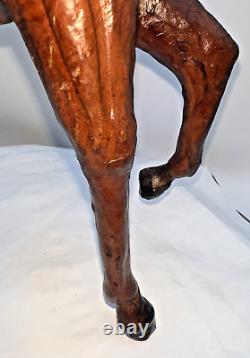 Leather Wrapped Horse Figure Statue Equestrian Sculpture Western Vtg 11 1/2