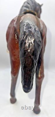 Leather Wrapped Horse Figure Statue Equestrian Sculpture Western Vtg 11 1/2