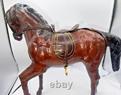 Leather Wrapped Horse Figure Statue Equestrian Sculpture Western Vtg 11 1/2