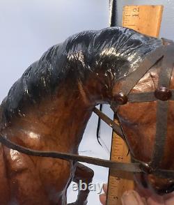 Leather Wrapped Horse Figure Statue Equestrian Sculpture Western Vtg 11 1/2