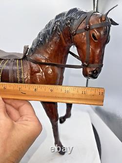 Leather Wrapped Horse Figure Statue Equestrian Sculpture Western Vtg 11 1/2