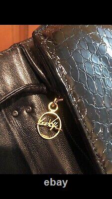 Lee Wolfe Vintage Black Leather Purse Bag Stallion Horse Brass Gold Handle