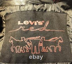 Levis Leather Jacket Mens Size Medium Red Tag Vintage 2 Horse Black