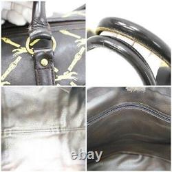 Longchamp Vintage Mini Boston Bag Leather Horse Pattern Dark Brown for Ladies