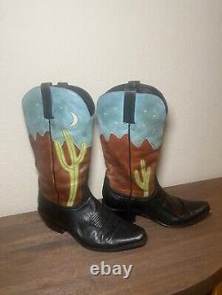 Lucchese Charlie 1 horse vintage cactus night sky women's cowboy boot size 7