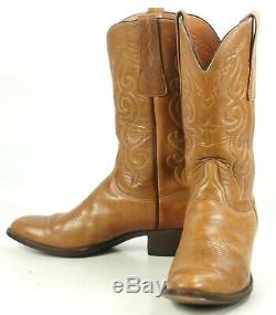Lucchese San Antonio Caramel Brown Leather Cowboy Boots Vintage US Made Men 12 D