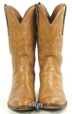 Lucchese San Antonio Caramel Brown Leather Cowboy Boots Vintage US Made Men 12 D