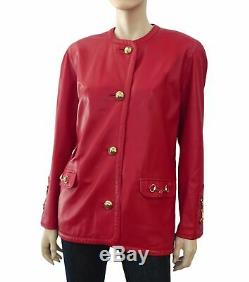 MAXIME Vintage Red Leather Gold Horse Bit Buckle Jacket 46 US 12