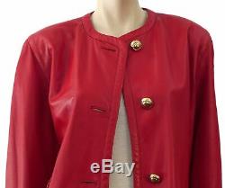 MAXIME Vintage Red Leather Gold Horse Bit Buckle Jacket 46 US 12