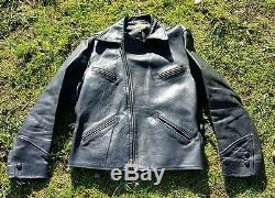 MINT VTG 50'S MONTGOMERY WARD CALIFORNIA HORSE HIDE LEATHER MOTORCYCLE JACKET
