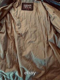 Marc quality vintage cow or horse hide dark brown Leather button down coat
