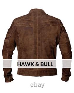 Men Designer Leather Jacket Biker Motorcycle Distressed Brown Cafe Racer Vintage