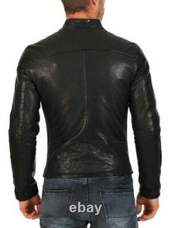 Men Genuine Faux Leather Motorcycle Slim fit Jacket Biker Jacket