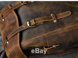 Men Leather Backpack Retro Handmade Travel Crazy Horse Leather 14 Laptop Bags