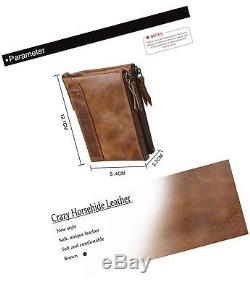Men RFID Blocking Wallet Small Vintage Crazy Horse Leather Short Pur. NO TAX