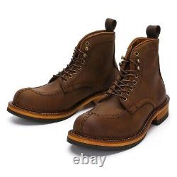 Men's Coffee Crazy Horse Handcrafted Leather Vintage Style Boots US 9 EU 43 #87