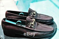 Men's GUCCI Mahogany Leather Horse-bit Loafers shoe Gucci Sz 42.5 D