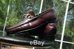 Men's GUCCI Mahogany Leather Horse-bit Loafers shoe Gucci Sz 42.5 D