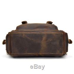 Men's Genuine Leather Backpack Vintage Brown Crazy Horse Leather Travel Bag