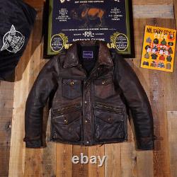 Men's Jacket Heavy Washed Handaged Tea Core Horse Leather Vintage Classic