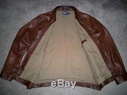 Men's Vintage POLO RALPH LAUREN Zip Leather Jacket XL BROWN withBrown Horse
