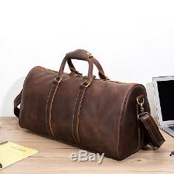 Men's Vintage crazy horse genuine leather travel bag duffel luggage weekend bag