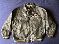 Men's vintage 90's Avirex Chief Lion Horse leather jacket gray size XXL
