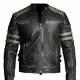 Mens Biker Vintage Motorcycle Distressed Black Retro 1 Cafe Racer Leather Jacket