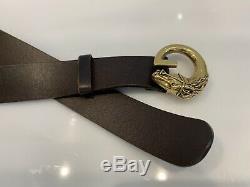 Mens Gucci Leather Belt Web Horse Head GG Buckle 201785