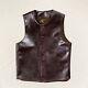 Mens Retro Waistcoat Vest Waxed Horsehide Horse Leather American Vintage Style