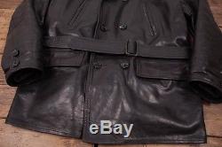 Mens Vintage Aero Horse Hide Alpaca Leather Coat Black Size XL 48 R3124