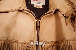Mens Vintage Appalachian Horse Hide Leather Tassel Jacket Talon Medium 40 HA122