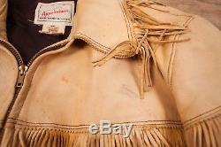 Mens Vintage Appalachian Horse Hide Leather Tassel Jacket Talon Medium 40 HA122