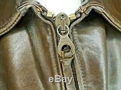 Mens Vintage MALBORO CLASSICS 100% Horse Skin Leather Zip Jacket XXL 2XL Brown