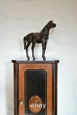 Mid Century Leather Thoroughbred Race Horse Sculpture, Vintage Leather Horse