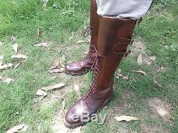 Mux Leather Vintage Brown Laces, 3 Side Buckle Horse Riding Tall Boot UK 5 12