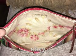 NWOT TOTEM SALVAGED Serape leather clutch makeup bag boho western vintage