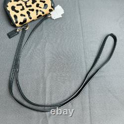 NWT Coach rare vintage leopard print horse hair black leather mini crossbody bag