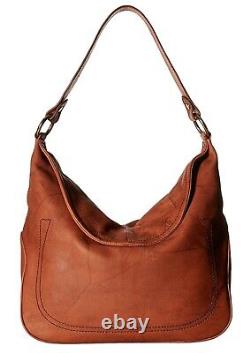 NWT FRYE Campus Large Rivet Vintage Leather Hobo Shoulder Bag, Saddle (FREE S&H)