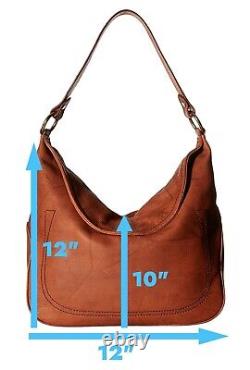 NWT FRYE Campus Large Rivet Vintage Leather Hobo Shoulder Bag, Saddle (FREE S&H)